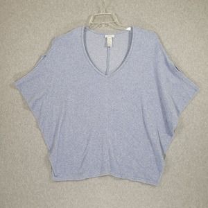 J. Jill Pure Jill Terry Top Womens Medium Heather Blue Cotton Blend